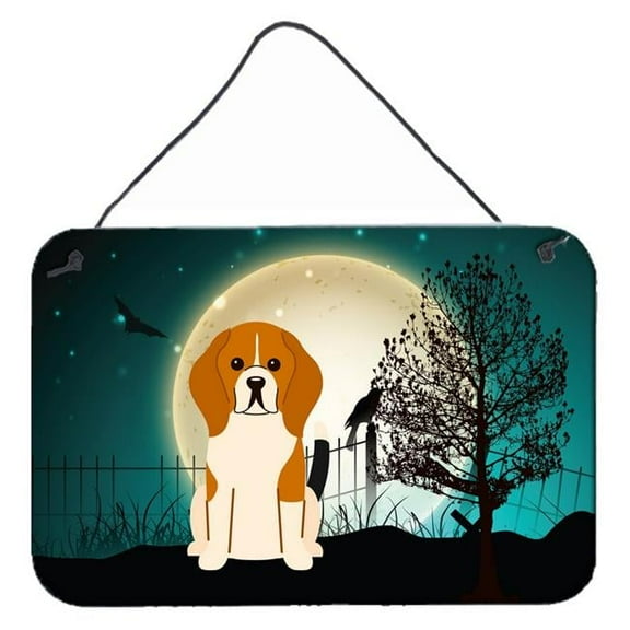 Carolines Treasures BB2230DS812 Halloween Scary Beagle Tricolor Wall or Door Hanging Prints 8x12 multicolor