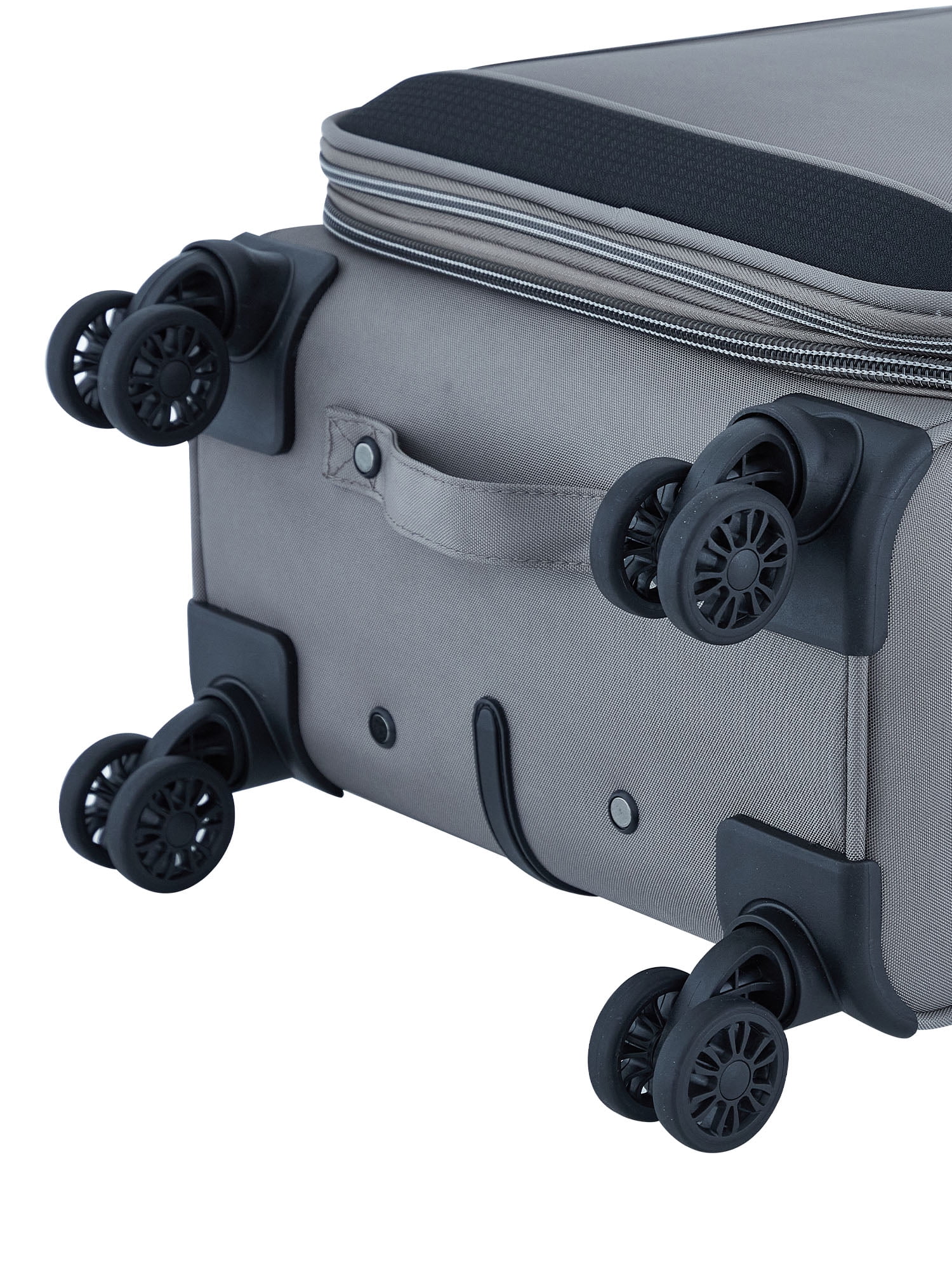 Wrangler 20-inch Soft-Side Expandable Rolling Carry-on with 8-Wheel Spinner System, Sharkskin Grey