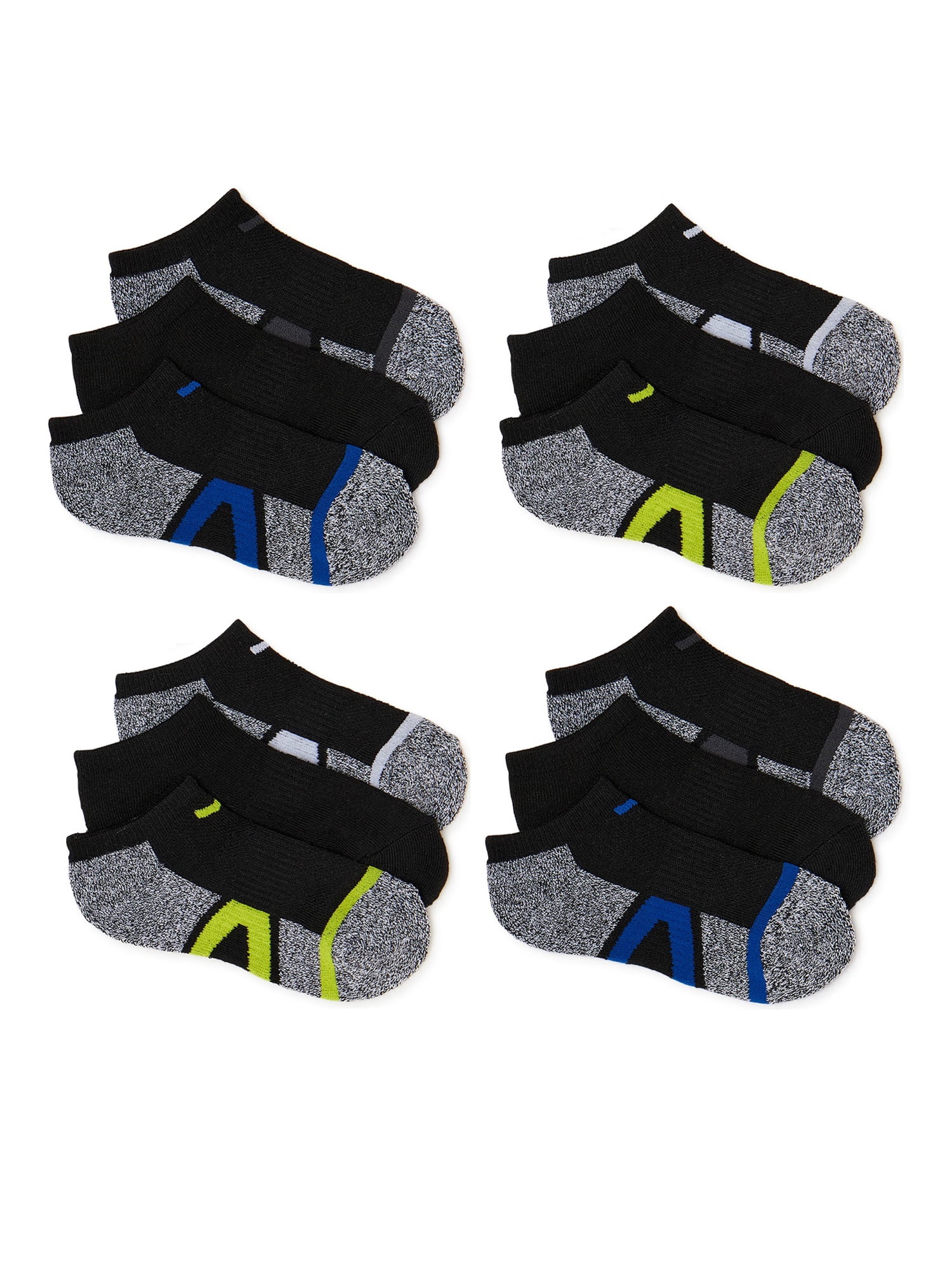 Wonder Nation Boys No Show Socks, 12Pack, Sizes SL