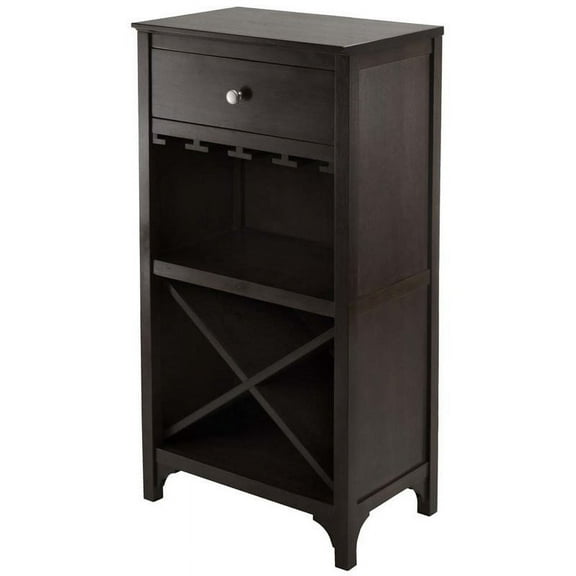 Pemberly Row Modular Wine Rack Cabinet in Dark Espresso
