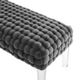 thumbnail image 4 of Ottoman Accent Chair , Grey Gray, Velvet, Modern Contemporary, Mid Century Living Hotel Lounge Cafe Lobby, 4 of 7