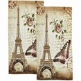 thumbnail image 1 of wonima44 Bath Hand Towels Set of 2, Eiffel Tower Hand Towels, Floral Face Towel Soft Absorbent Decorative Towels for Bathroom, Kitchen, Gym, Yoga, Hotel and Spa 30x15 inch, 1 of 1