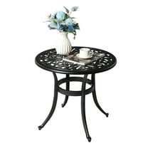 UbesGoo 23.6 in Aluminum Bistro Table, Patio Coffee Table, Cast Aluminum Furniture, Metal Breakfast Table, Black