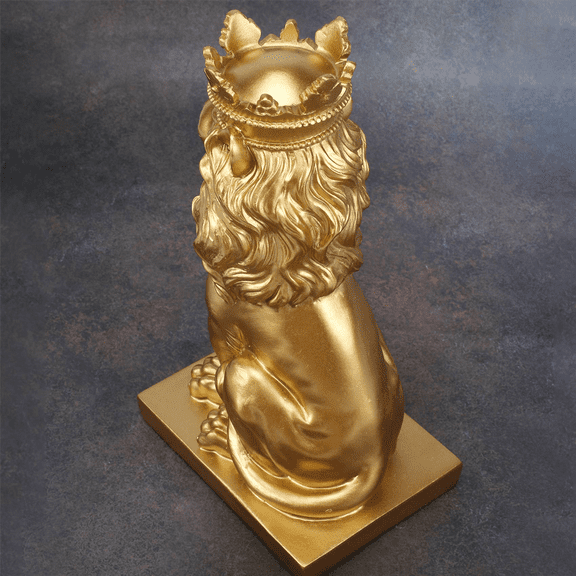 New Arrivals Abstract Crown Lion Statue Home Office Resin Sculpture Crafts-Gold