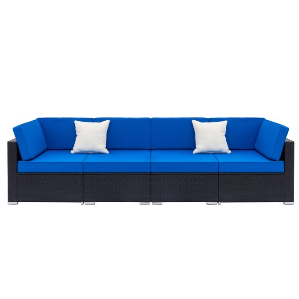 Fully Equipped Weaving Rattan Sofa Set With 2pcs Corner Sofas Single Black Com Fully Equipped Weaving Rattan Sofa Set, Sofa Com Corner Sofas