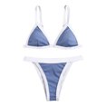 thumbnail image 7 of Fall Stylish 2024 SMihono Women's Ribbed Triangle Bikini Set High Waist Swimsuit Bathing Suits Two Piece Blue 4, 7 of 7