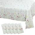 thumbnail image 3 of Efavormart 5 Pack White Green Spring Floral Rectangle Plastic Tablecloths, PVC Waterproof Disposable Table Covers with Wild Flowers Butterfly Print - 54"x108", 3 of 5