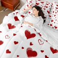 thumbnail image 4 of Homewish Female Women Adults Romantic Love Heart Twin Bedding Sets 7-Piece,Happy Valentine'S Day Bedding Comforter Set Microfiber,Red White Breathable Sheet Sets,Microfiber Bedroom Decor, 4 of 8