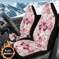 thumbnail image 2 of Uorisanigo Car Seat Covers Coral Velvet Cloth Car Seat Covers for Front Seats Pink Butterfly Vehicle Seats Protectors Driver Interior Accessories Universal Fit Cars Trucks and SUV, 2 of 7