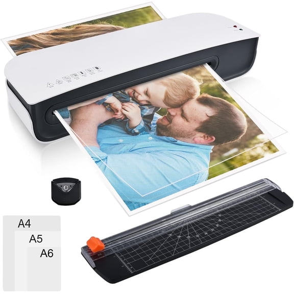 Laminater Machine, 9 Inch Thermal Laminater Machine, 4 in 1 Personal Desktop Cold Laminator with Paper Cutter, Corner Rounder and 15 pcs Laminating Pouches, for Office School, Business, Home Use