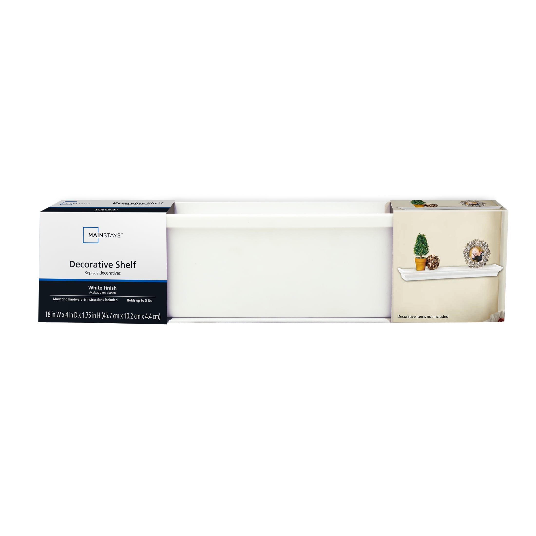 Mainstays 18" Plastic Wall Shelf, White