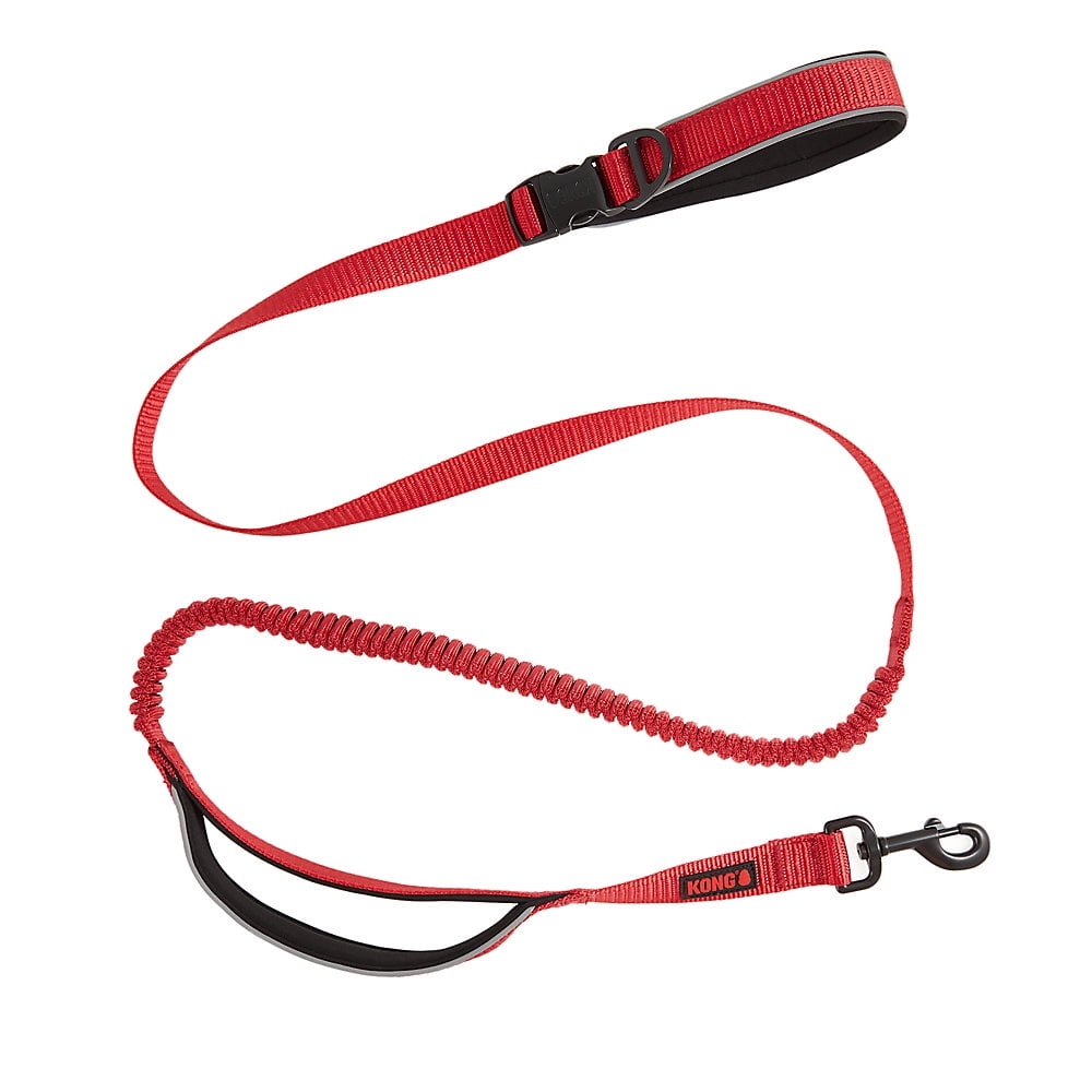 KONG Reflective Shock Absorbing Hands-Free Bungee Dog Leash 6' (Red)