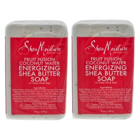 Fruit Fusion Coconut Water Energizing Shea Butter Soap by Shea Moisture for Unisex - 8 oz Bar Soap - Pack of 2
