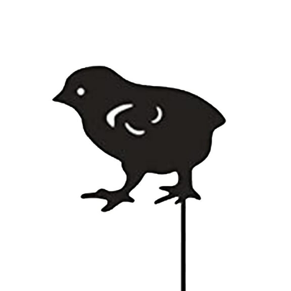 Metal Chick Silhouette Garden Stake Outdoor Decorative Yard Art Animal Shape Ornament for Lawn Pathway Patio Fence Decor