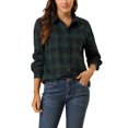 thumbnail image 1 of Allegra K Women's Plaid Shirts Button Down Long Sleeve Pockets Oversized Tunics Blouse, 1 of 6