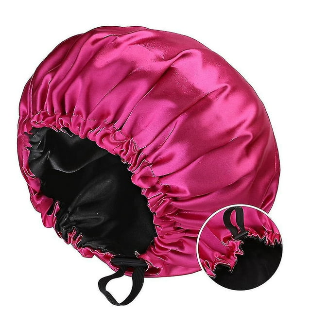 Reversible Satin Nightcap Ladies Stretch Hair Care Shower Cap