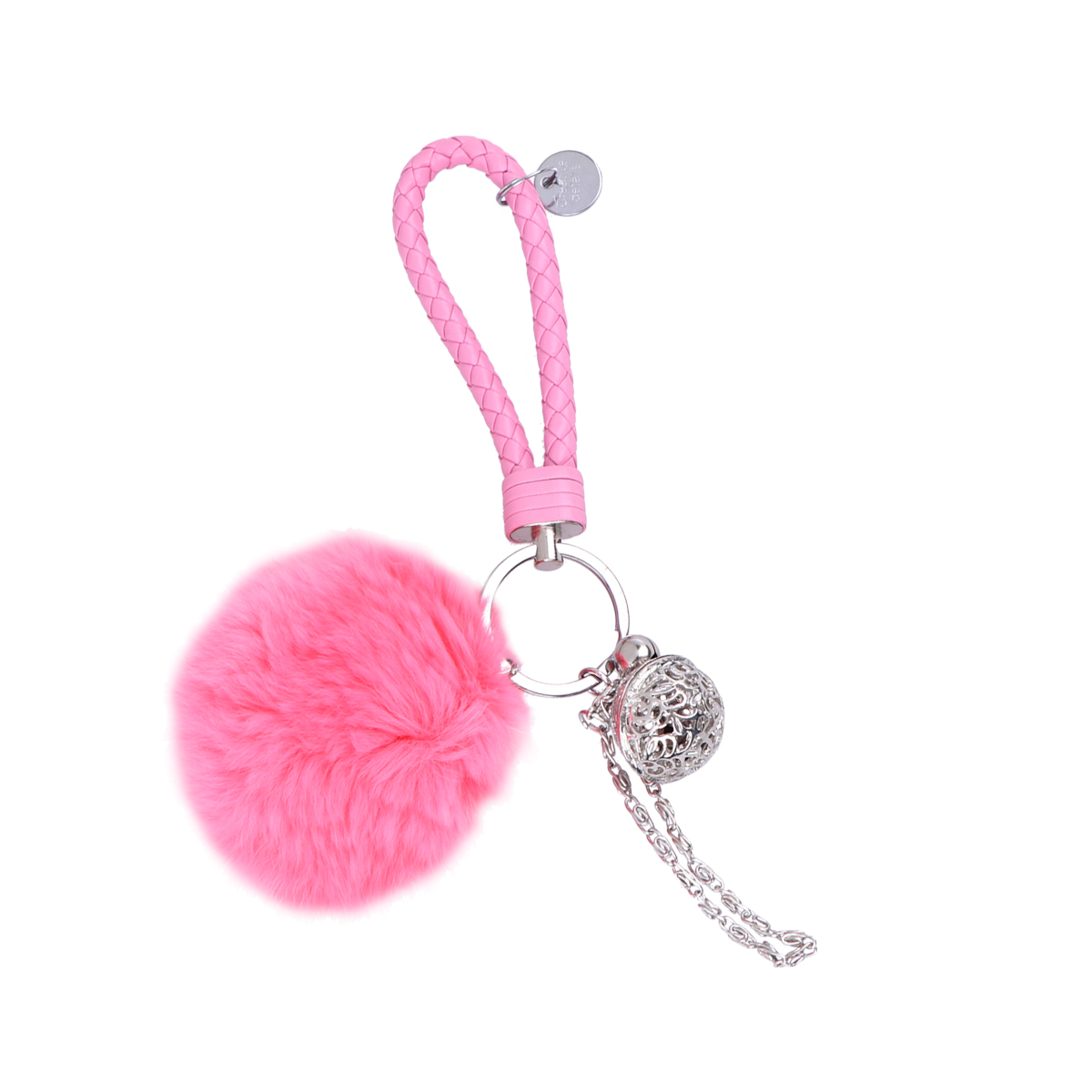 Plush Ball Keychain Fashion Keychain Accessory Hanging Key Rings Bag Pendant (Pink)