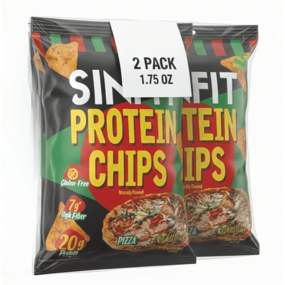 SinFit Protein Chips, 20g Protein/Bag, 50g-Bag, High Fiber, Low Carb, Gluten Free, Pizza Flavor (2Pack)