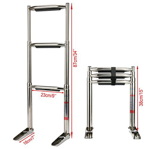 Amarine-made 4 Step Wide Steps Stainless Steel Telescoping Boat Ladder 
