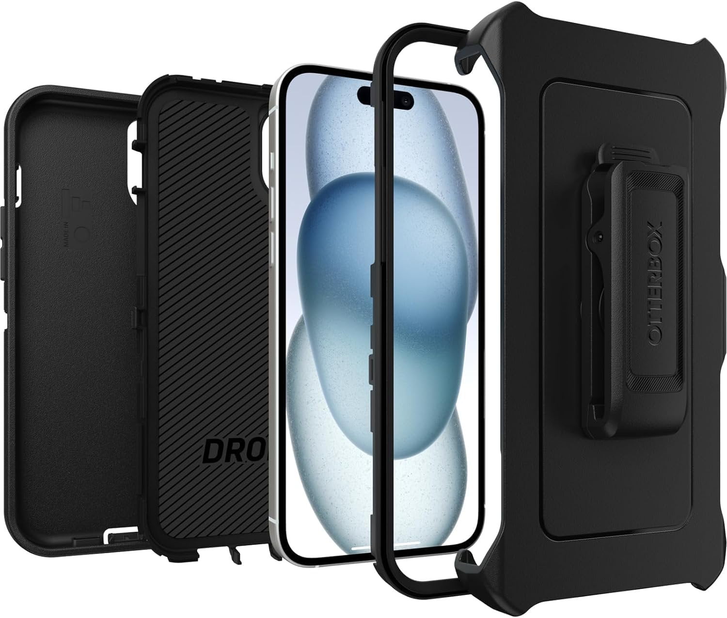 OtterBox iPhone 15 Plus & iPhone 14 Plus Only - Defender Series Case - Black - Screenless - Rugged & Durable - with Port Protection - Holster Clip Includes - Non-Retail Packaging