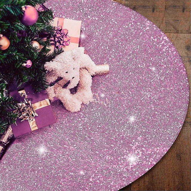 Decoración navideña por menos de $5 Falda para árbol de Navidad de 36 pulgadas, faldas de terciopelo con lentejuelas, cubierta vintage para árbol de Navidad, decoración para fiesta de Navidad, falda