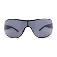 thumbnail image 2 of Womens Elegant Rimless Shield Wrap Luxury Designer Sunglasses Gold Black - Black, 2 of 4