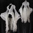 thumbnail image 2 of Cárdigan medieval de encaje liso retro vintage para mujer, vestido de fiesta victoriano elegante con cola larga y plisado de encaje blanco para Cosplay, 2 of 5