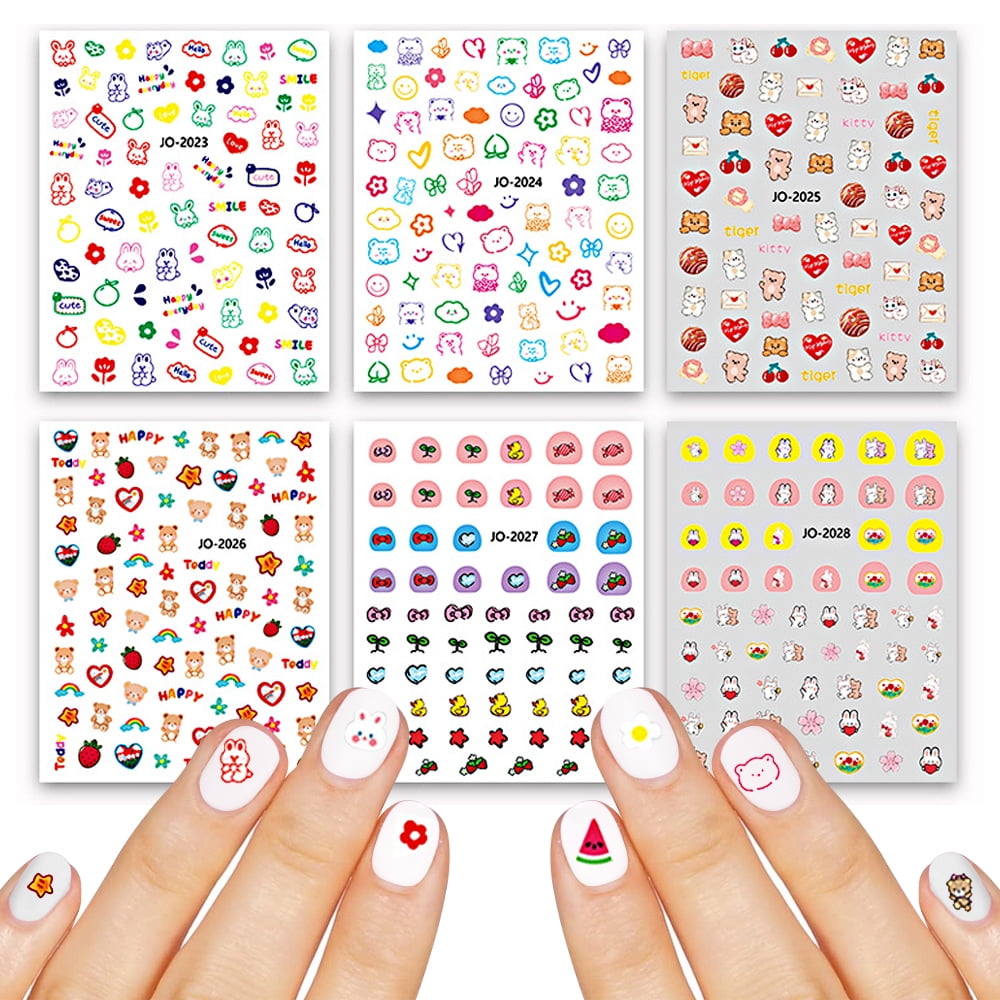 6pcs Kids Nail Stickers Birthday Girl Party, DIY Home Activity, Gift