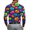 thumbnail image 4 of FOPSUFGWFO T-shirts For Men Halloween Funny Shirt Long Sleeve Lightweight Daily Wear Fall Winter Tops With Pumpkin Bat Print Purple M, 4 of 4