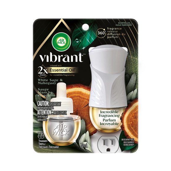AIR WICK® Huile Parfumée - Kit - 1+1 Vibrant™ Sauge Blanche et Acajou