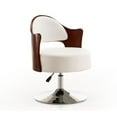 thumbnail image 4 of Bopper White and Polished Chrome Faux Leather Adjustable Height Swivel Accent Chair (Set of 2), 4 of 6