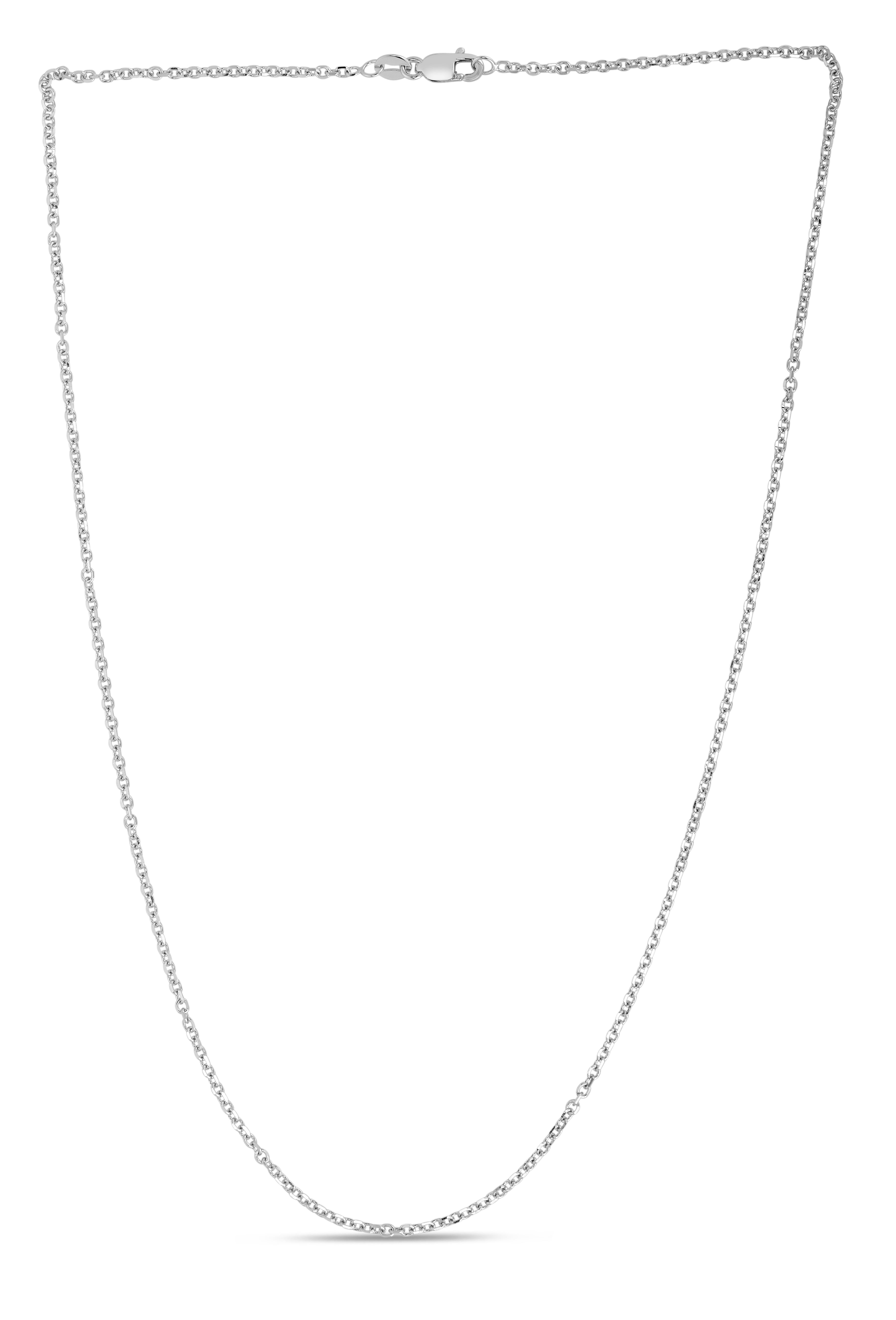 14K White Gold 20in 1.5mm Cable Chain with Lobster Clasp