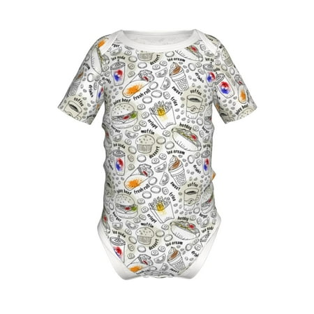 

Adobk Fastfood 2 Print Baby Climbing Clothes Jumpsuit Rompers Classic Rompers Child Short sleeve Bodysuits-6 Months