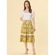 thumbnail image 4 of INSPIRE CHIC Falda Midi De Verano Con Cintura Elástica Y Cordón Con Inserción De Encaje Floral Bohemio Para Mujer Amarillo M, 4 of 4