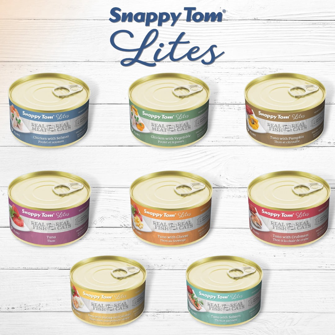 Snappy Tom "Lites" Tuna with Salmon. Wet Cat Food, 3 oz cans, 24 count