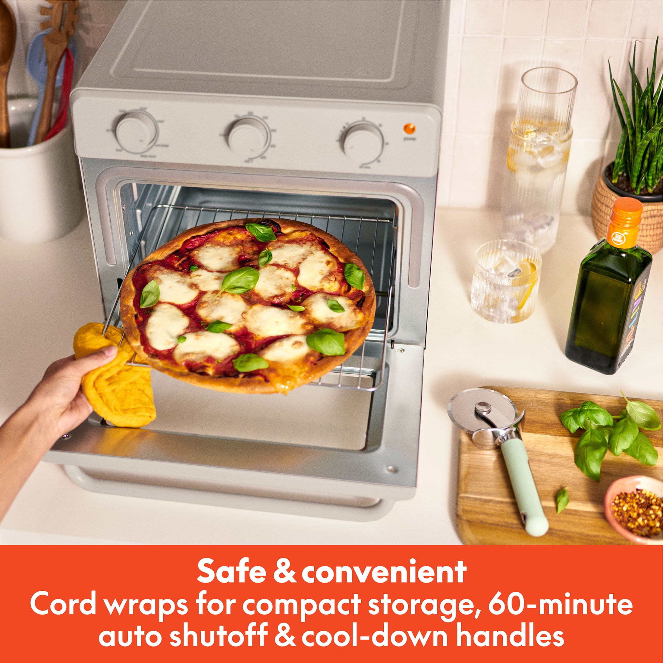 bella 6-Slice Air Fry Toaster Oven with 7 Preset Cooking Options and EverGood™ Nonstick Coated Trays, Oatmilk