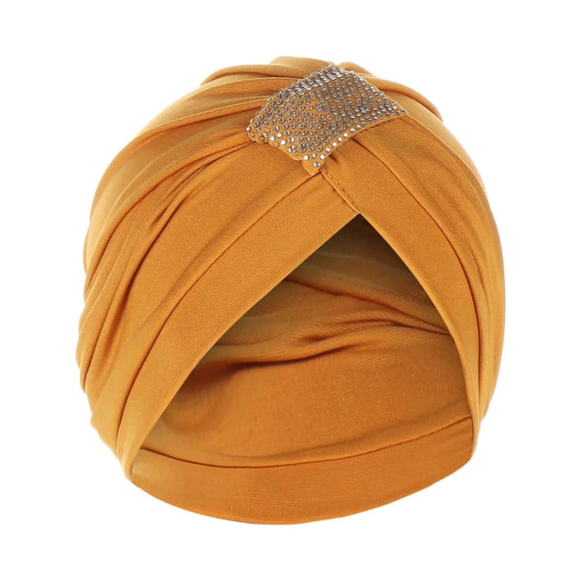 Turban Head Wraps for Women Solid Rhinestone India Muslim Ruffle Chemo Hat Headwear Head Wraps Turbans Beanie Cap Headwraps