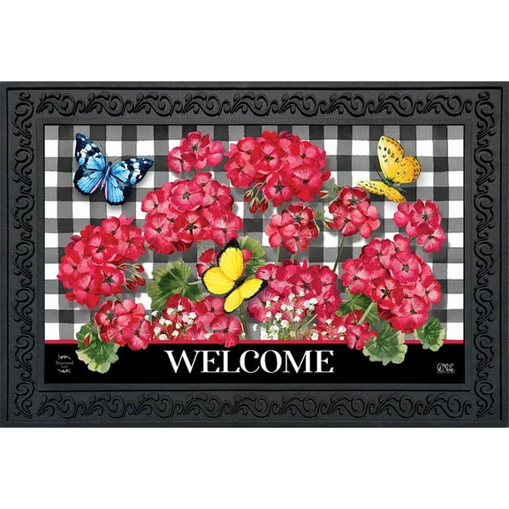 Briarwood Lane Checkered Geraniums Summer Doormat