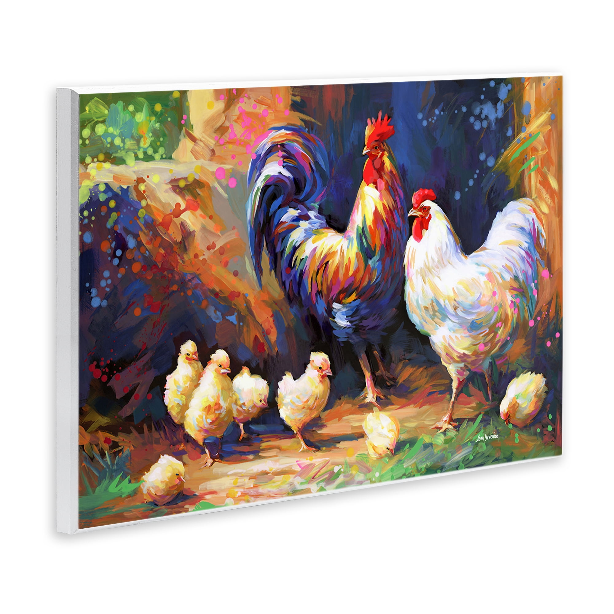Stupell Industries Chicken Family Paint Splatter Animals & Insects Painting Unframed Art Print Wall Art, 15 x 10