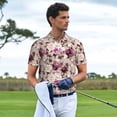 thumbnail image 6 of Balery Rose Flowers Printed Men’s Short Sleeve Polo Shirt, Midweight Men's Shirt,Golf Polo shirts -3X-Large, 6 of 9