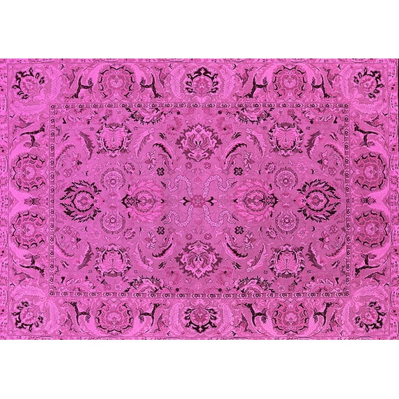 Ahgly Company Indoor Rectangle Oriental Pink Traditional Area Rugs, 6' x 9'