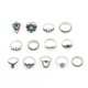 thumbnail image 1 of Juego de 15 anillos apilables para nudillos para mujer, con diamantes de imitación de cristal, conjuntos de anillos vintage con nudo medio para adolescentes y niñas, 1 of 5
