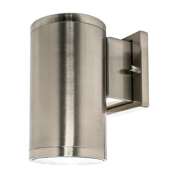 Westgate Outdoor Led Cylinder Light Wall Sconce Down Dimmable Cri80 Ip65 Waterproof 15w Brushed Nickel 3000k Warm White Com Westgate Outdoor Led Cylinder Light, Brushed Nickel Outdoor Solar Lights