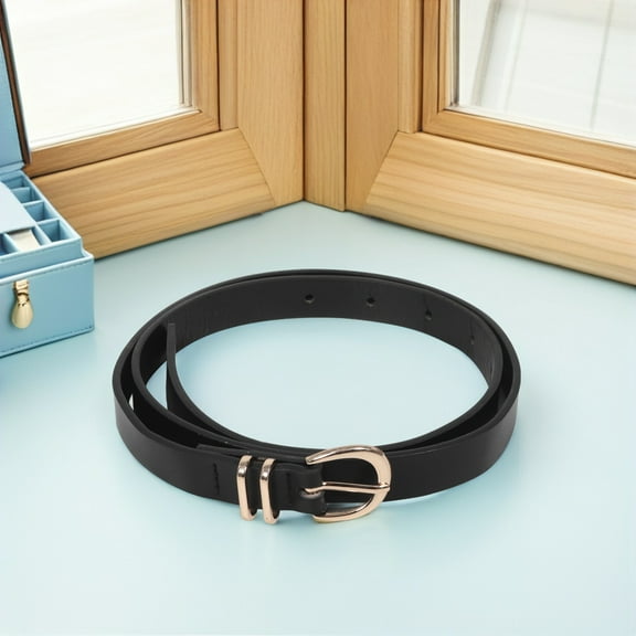 Homoyoyo Women's Black PU Leather Belt for Daily Wear with Durable Zinc Alloy Buckle, 1 Piece, Stylish and Modern Design