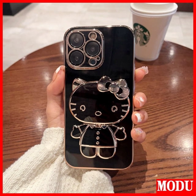 MODU Carcasa 6D Funda De Lujo Lindo Gato De Dibujos Animados Espejo Cosmético Soporte Cubierta , Adecuado Para Motorola Moto Edge E20 E7 7 Plus E6S 2020 20 G10 G20 G30 G9 Power Play