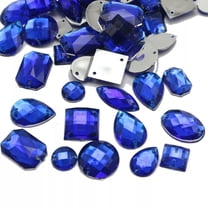 U8MO 100 Royal Blue Flatback Acrylic Sewing Rhinestone Assorted Shape Sew on Diamante