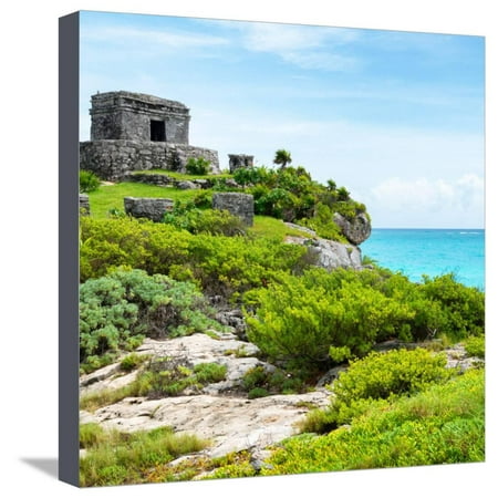 ¡Viva Mexico! Square Collection - Ancient Mayan Fortress in Riviera Maya IV - Tulum Stretched Canvas Print Wall Art By Philippe