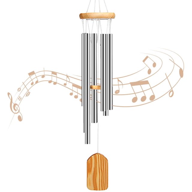 Campanillas de viento al aire libre, con 6 campanas de viento de madera de tubo de aluminio, el mejor regalo para la decoración de campanillas de viento de terraza de jardín al aire libre Namotu HMHZ1328