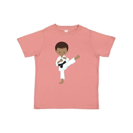 

Inktastic African American Boy Karate Pose Black Belt Gift Toddler Boy Girl T-Shirt
