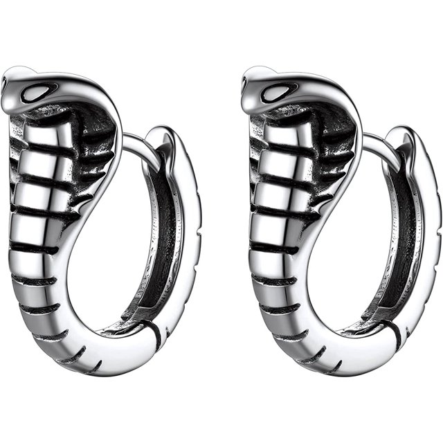 Pendientes de aro de serpiente de acero inoxidable/chapado en oro/negro para mujer, joyería gótica Punk (con caja de regalo) TUNC Sencillez